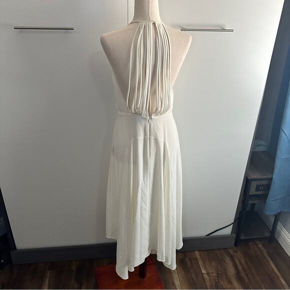 Halston Heritage Size 4 Chalk White Handkerchief Style Midi Dress Glam Party - Picture 4 of 14